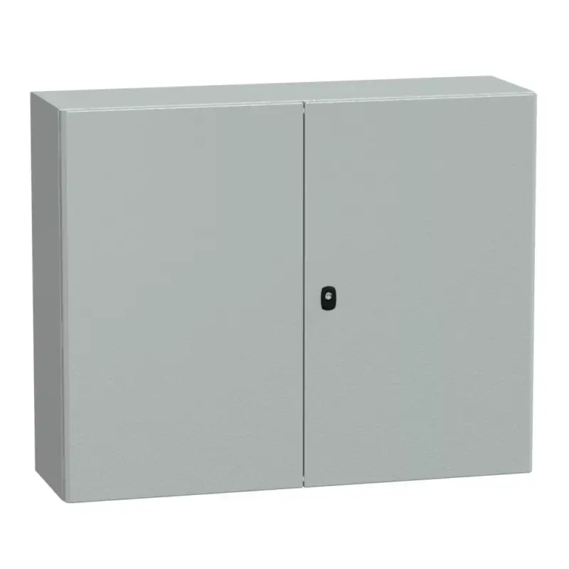 Prémium Schneider NSYS3D81030D Spacial S3D Falra szerelhető fém szekrény, Teli ajtóval, 800x1000x300, IP55, 2 ajtós kivitel, szerelőlap nélkül