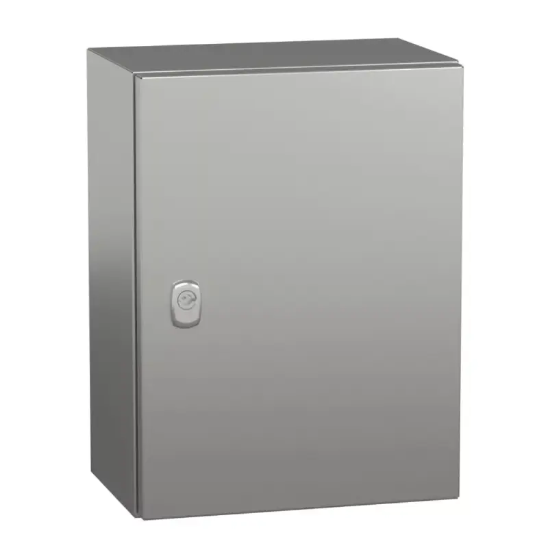 Schneider NSYS3X4320 Spacial S3X Falra szerelhető rozsdamentes acél AISI 304L szekrény, Teli ajtóval, 400x300x200, IP66, szerelőlap nélkül Rendeld meg most