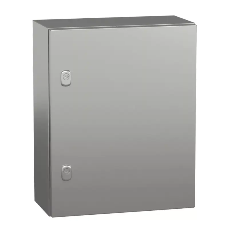 Schneider NSYS3X5420 Spacial S3X Falra szerelhető rozsdamentes acél AISI 304L szekrény, Teli ajtóval, 500x400x200, IP66, szerelőlap nélkül Korlátozott ajánlat