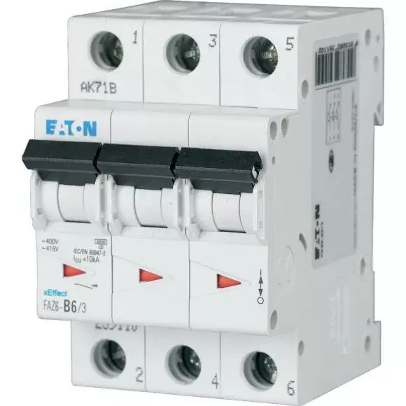 Eaton 168080 FAZ6-D10/3 Kismegszakító 3P 10A D karakterisztika 6 kA -3 modul Legnépszerűbb