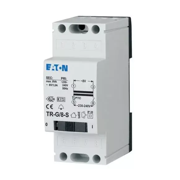 Alacsony ár Eaton 272482 TR-G/8-S csengő transzformátor+kapcs., 230V/8V AC (1A), 8VA