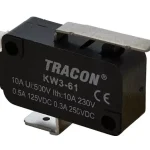 Tracon KW3-61 Helyzetkapcsoló, mikro, íves-rugószár 1×CO 10(3)A/230V, 28mm, 6,3x0,8 mm, IP00 Akció
