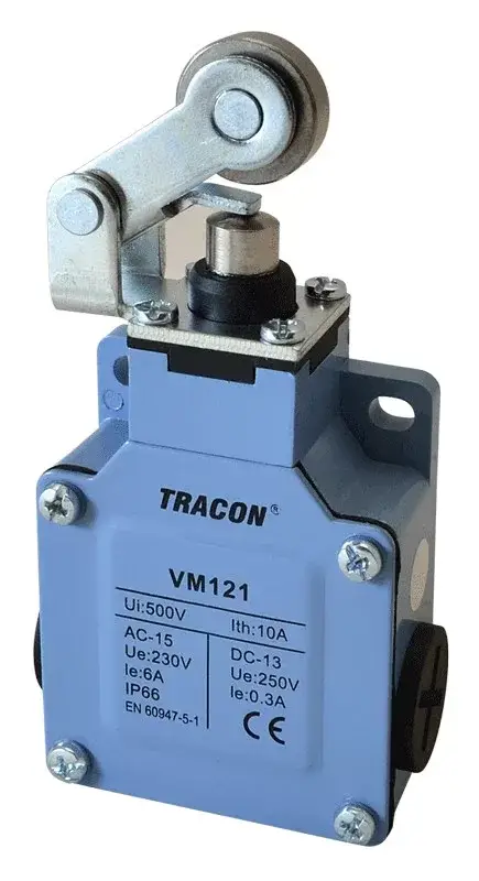Kedvezményes ár Tracon VM121 Helyzetkapcsoló, karos-görgős fémházas 1×NO+1×NC, 6A/230V AC, IP66