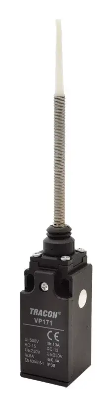 Tracon VP171 Helyzetkapcsoló, rugószáras (műanyag+acél) 1×NO+1×NC, 6A/230V AC, IP65 Outlet