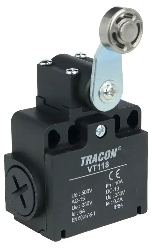 Olcsóbb Tracon VT118 Helyzetkapcsoló, lengőkar-görgö 1×NO+1×NC, 6A/230V AC, 28mm, IP65