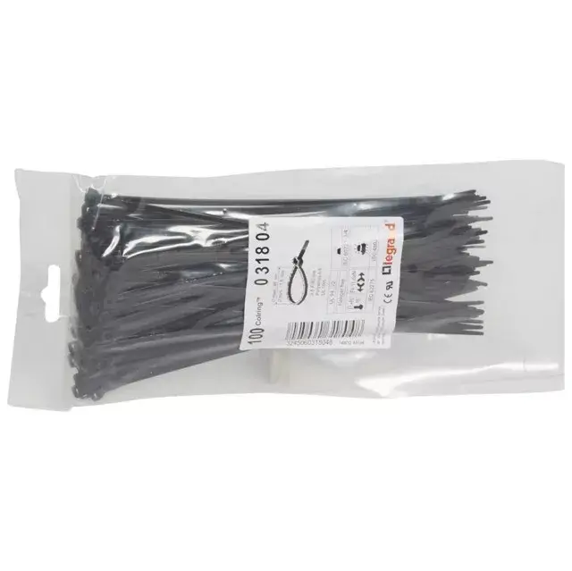 Újdonság Legrand 031804 Colring 3,5x180 fekete vezetékkötegelő ( Legrand 031804 )