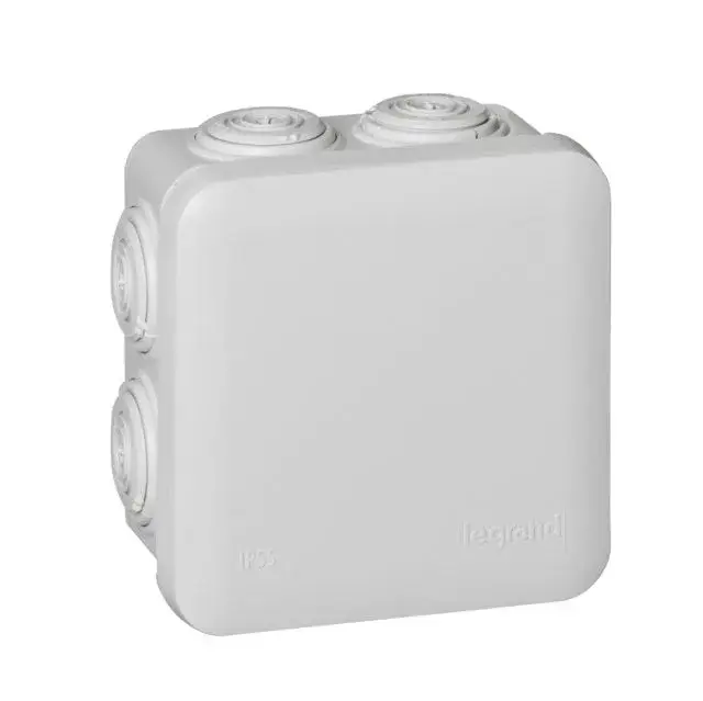 Biztonságos fizetés Legrand Plexo 55 92012 négyzet alakú szerelődoboz 80×80×45 mm, 7 bemenet, szürke, falon kívüli, Legrand 92012