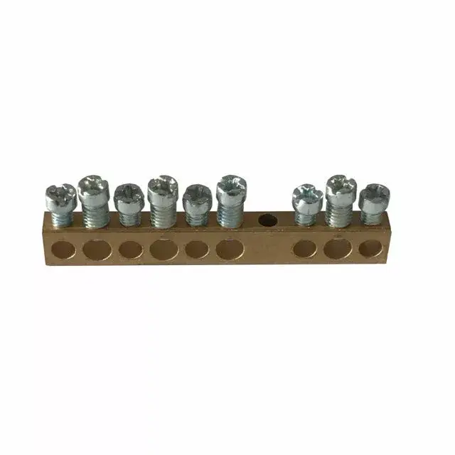 Akciós ár Legrand 134001 PractiboxS csavarral rögzíthető csupasz sárgaréz PE elosztókapocs, 9 kötési pont, 4x16mm² + 5x10mm²; Icc=6 kA ( Legrand 134001 )
