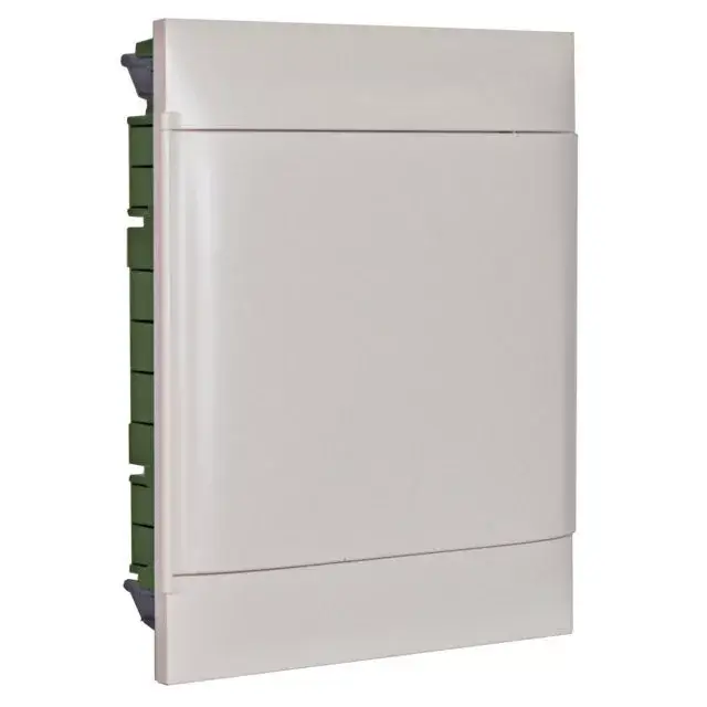 Nézd meg most Legrand 135162 Practibox S műanyag kiselosztó 24 modul, 2 sor, Teli ajtóval, IP40, gipszkarton falba süllyesztett, PE és N sínnel, méret : 385x328x103 mm