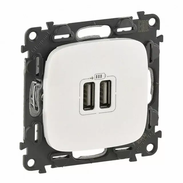 Újdonság Legrand 754999 Valena Allure Kettős USB töltőaljzat, burkolattal, Gyöngyház ( Legrand 754999 )