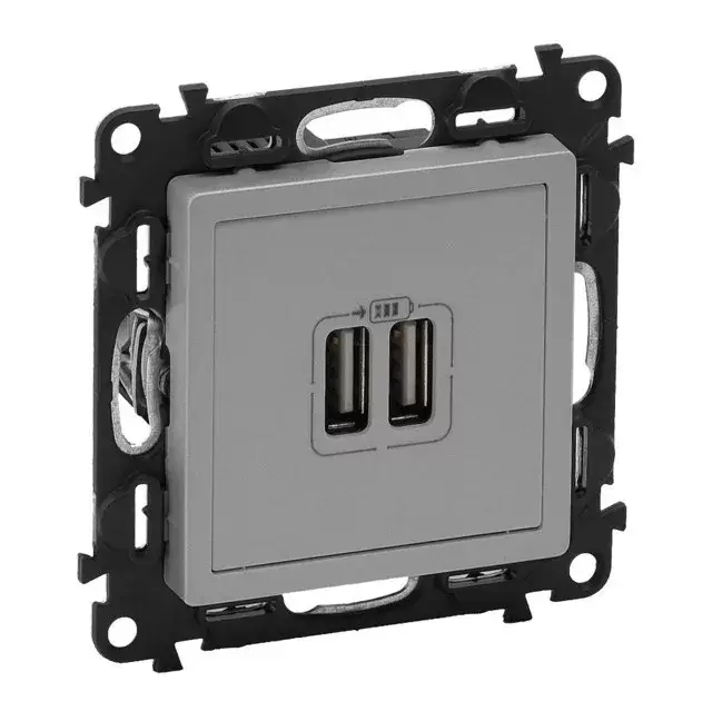 Legrand 753312 Valena Life kettős USB töltőaljzat beépített tápegységgel - 5V - 1500 mA alumínium ( Legrand 753312 ) Alacsony ár