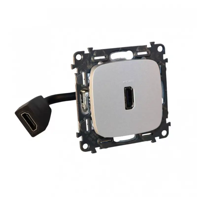 Kiárusítás Legrand 755167 Valena Allure Elővezetékelt HDMI 1.4 típusú csatlakozóaljzat, 15 cm kábellel szállítva, Alumínium ( Legrand 755167 )