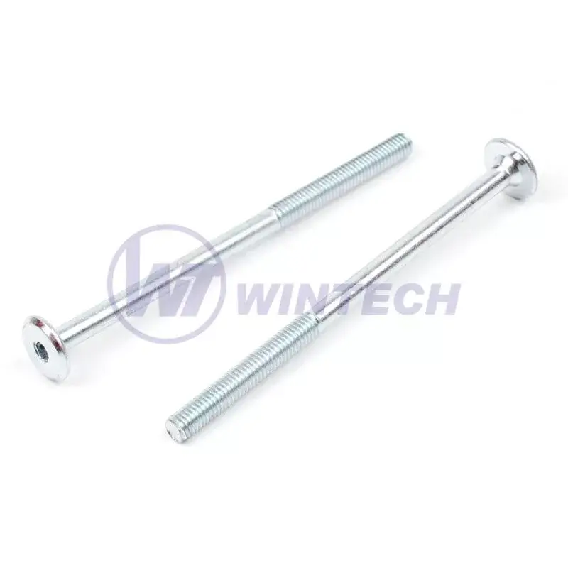 Összekötő bútorcsavar M6x90 cink fehér lapos fejű15mm Prémium