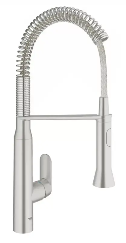 Utolsó esély K-GROHE mosogatóhoz csaptelep K7profi zuhanyozóval, foot control, Supersteel