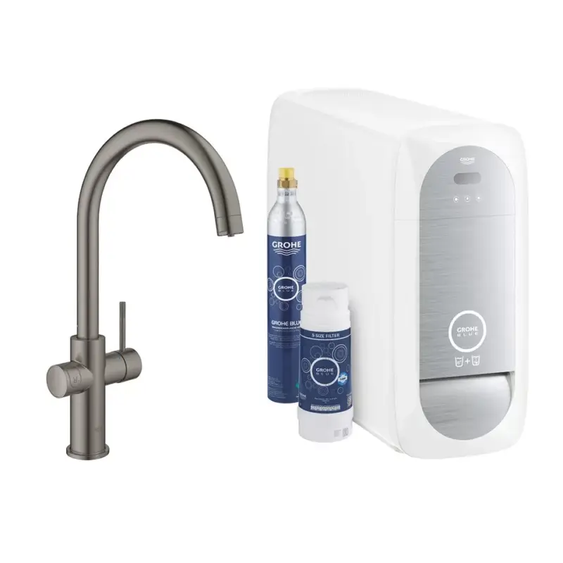 Legnépszerűbb GROHE Blue Home kefe. Hard Graphite, indító szett , C alakú karral 31455AL1