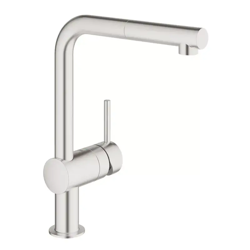 Kiárusítás GROHE 30437DC0 Csaptelep VENTO L-csapcső kihúzható szuperacél gyöngyözővel