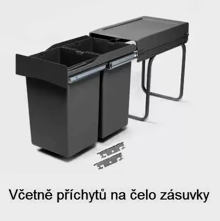 Újdonság GOLLINUCCI Sorter Linea 222DM ajtóra, 300 mm, 2kosár, antracit