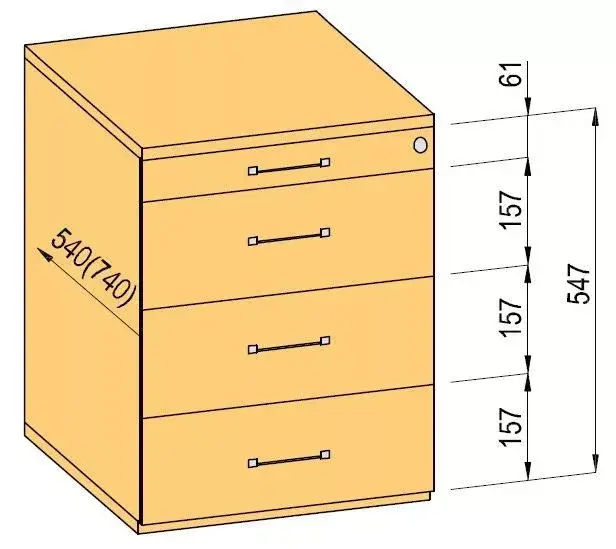 Vásárlói kedvenc K-BBP Konténer 740mm típus 3/változat 3 (fiók fém,teljes kihuzású sín,beh.)