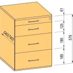 Outlet K-BBP Konténer 740mm típus 4/változat 4 (fiók fém,teljes kih.sín,beh.,csill.)