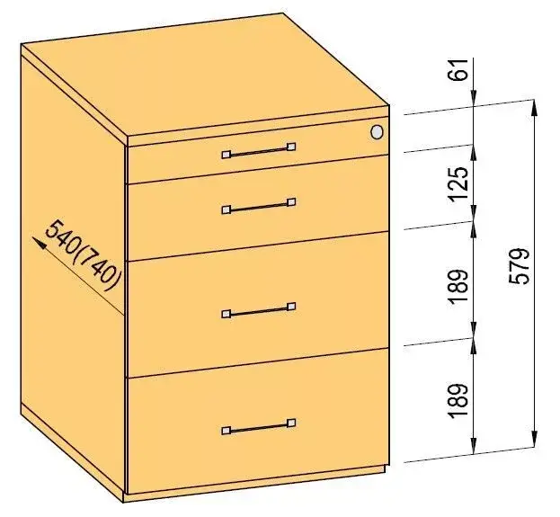 K-BBP Konténer 740mm típus 4/változat 7 (fiók műanyag,teljes kihuzású sín,beh.) Biztonságos vásárlás