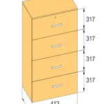 K-BBP R4 típusú iratszekrény 412 mm / 540 mm belső szélességhez, 1276 mm magassá Biztonságos fizetés
