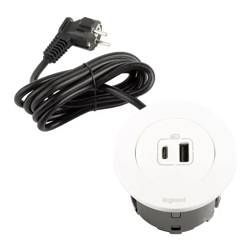 LEGRAND Disq60 1x USB A/C töltő, fehér + 2m tápkábel Bestseller
