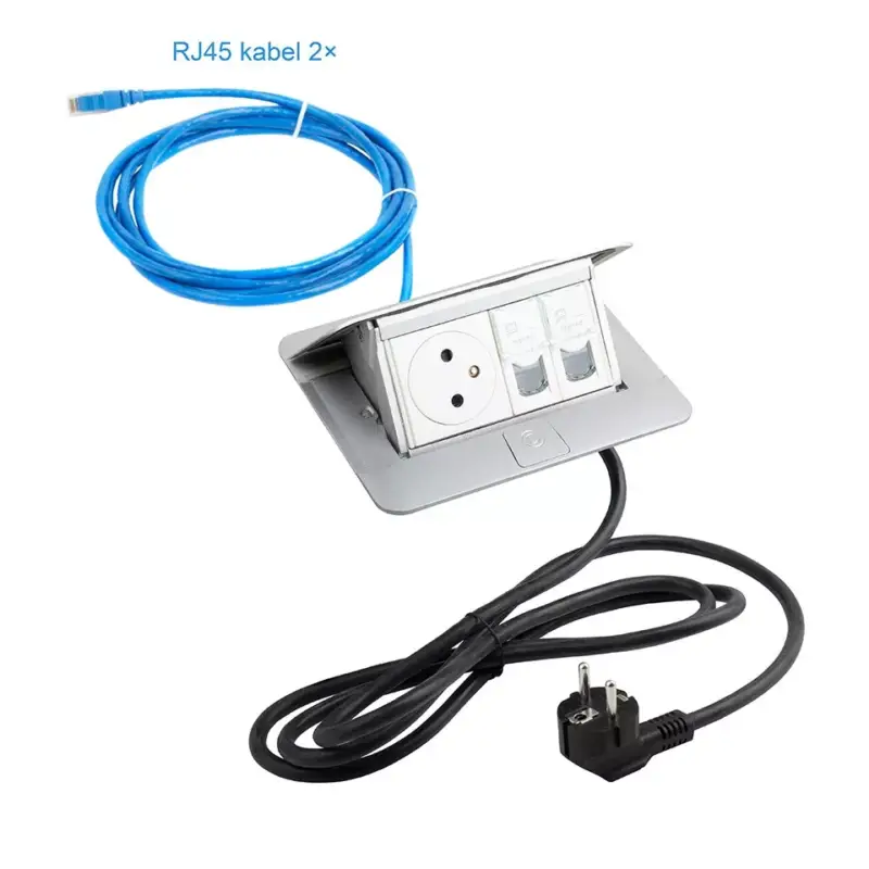 LEGRAND Pop-up v2, 1 x elektromos aljzat 230 V, 2 x RJ45 adatátvitel, alumínium Különleges ajánlat