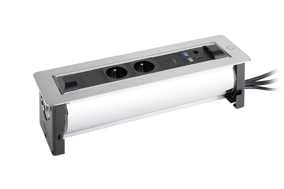 Nézd meg most VersaTurn 2x 230V, 1x USB A/C 5V, 1x RJ45, HDMI, nemesacél felület