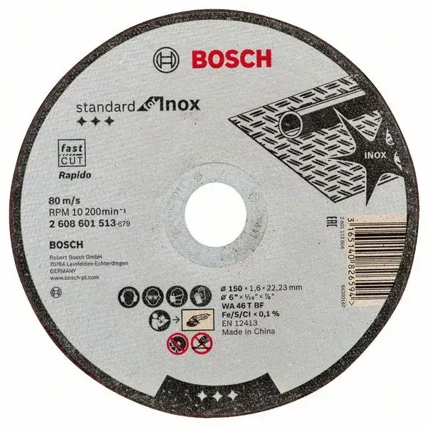 Biztonságos fizetés BOSCH 2608601513 Řezný kotouč rovný Standard for Inox 150 mm, 1,6 mm