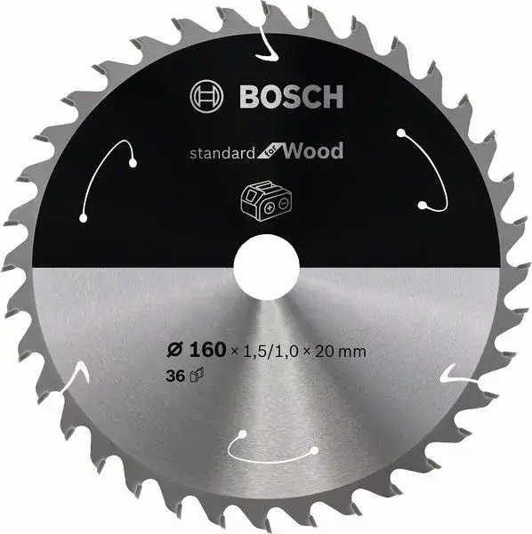 BOSCH 2608837677 Pilový kotouč Standard for Wood pro AKU pily 160×1,5×20mm, 36 Ne maradj le