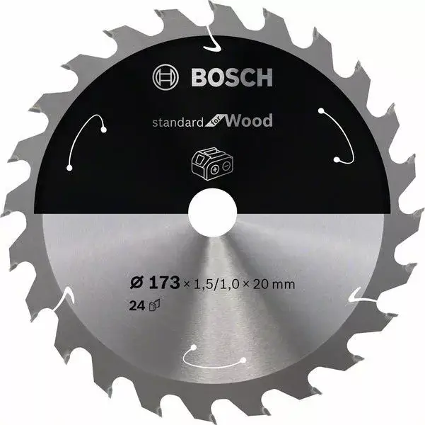 Outlet BOSCH 2608837690 Pilový kotouč Standard for Wood pro AKU pily 173×1,5×20mm, 24