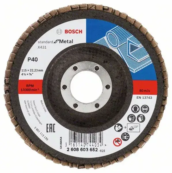 Alacsony ár BOSCH 2608603652 Lamelový brusný kotouč X431, Standard for Metal 115 mm, P40