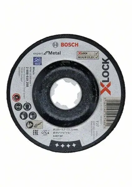 Kiárusítás BOSCH 2608619258 X-LOCK brusný kotouč lomený Expert for Metal, 115 × 6 mm