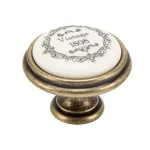 Árcsökkenés TULIP gomb Vintage antik réz/krémszínű porcelán/motívum