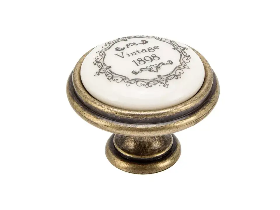 Árcsökkenés TULIP gomb Vintage antik réz/krémszínű porcelán/motívum