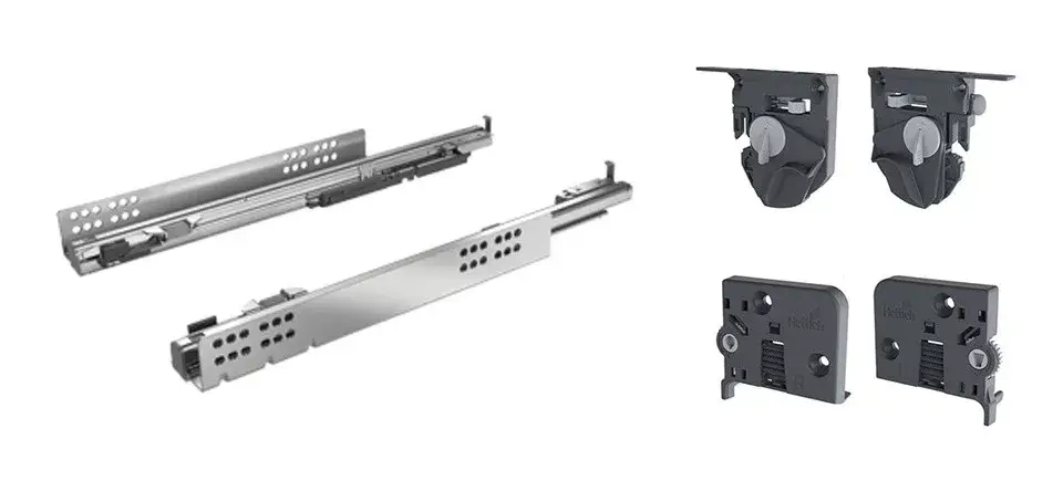 K-HETTICH set Quadro 4D V6 SiSy 400mm/30kg oldalfalhoz 16mm + kapcsolókészlet Újdonság