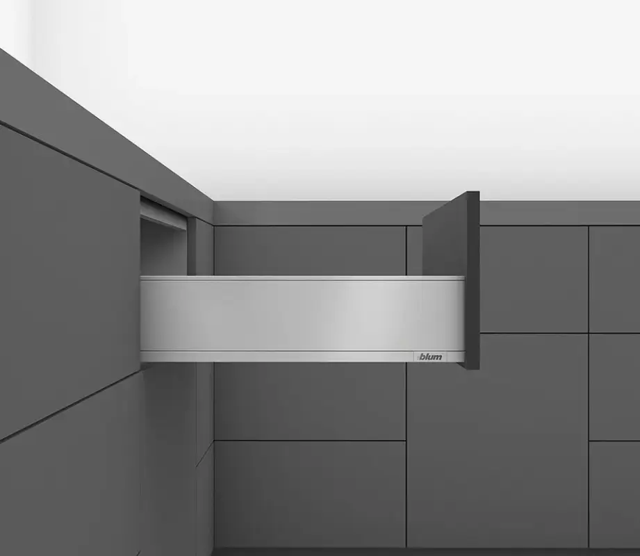 K-BLUM Legrabox K 550 mm/70 kg, Tip-on, szürke OG-M, csavar Expressz kézbesítés