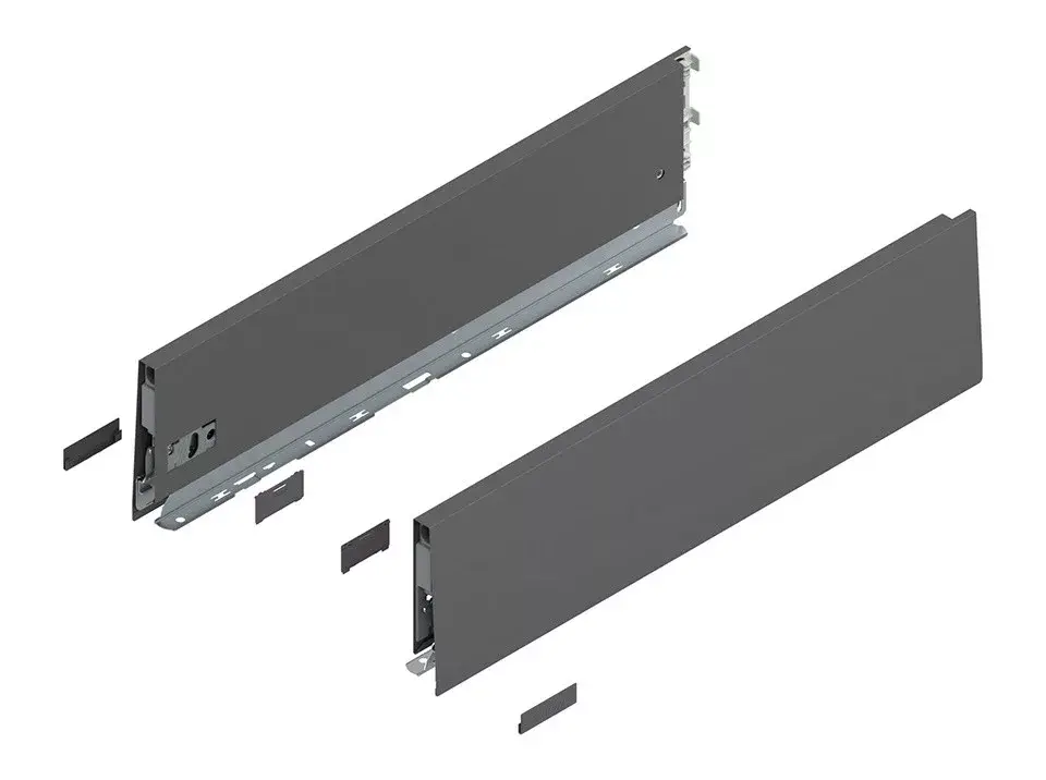 Szuper akció BLUM 470K4002S oldalfal MERIVOBOX K 400 mm, sotét szürke, OG-M