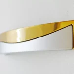 Prémium Fém bútorfogantyú, Matt Króm - Arany színű, 128 mm furattávval