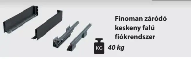 GM_5034_ANT Antracit Finoman záródó keskeny falú fiókrendszer 75/450 mm Kedvezmény