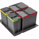Nézd meg most AxiSpace 600 mm, Beépíthető szelektív hulladékgyűjtő, 4 tartályos, 2x15L és 2x7Ledényekkel, fedelekkel