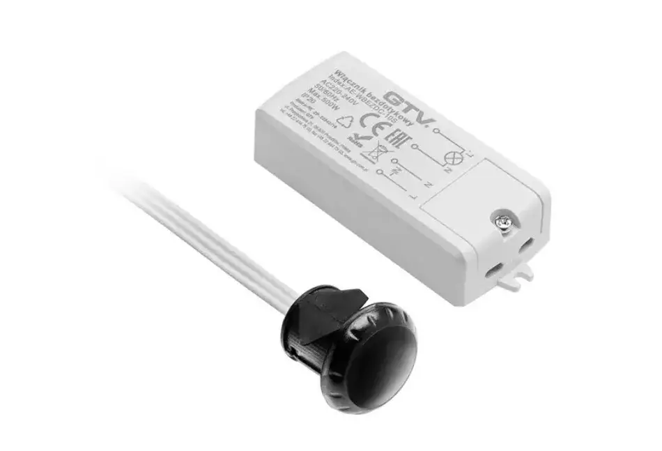 Kedvezményes ár Érintés nélküli kapcsoló, fekete, 240V, Max 500W, 2 fm kábellel