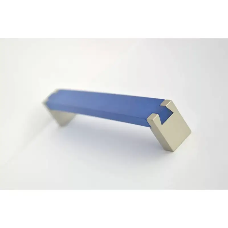 Utolsó esély Champagnerfarbenes Metall - Blauer Acryl-Möbelgriff, 160 mm Bohrung