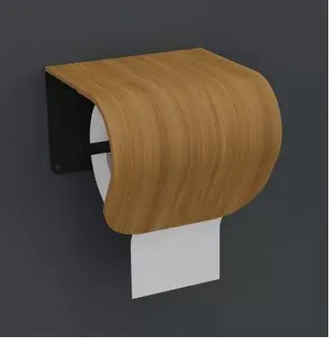 Biztonságos fizetés Individuell gestalteter Toilettenpapierhalter, lackierte Eiche, gebogenes Sperrholz