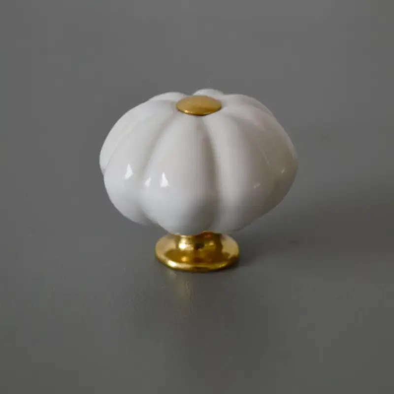 Weiß-gold, Metall-Porzellan, Möbelgriff mit Knopf Utolsó esély
