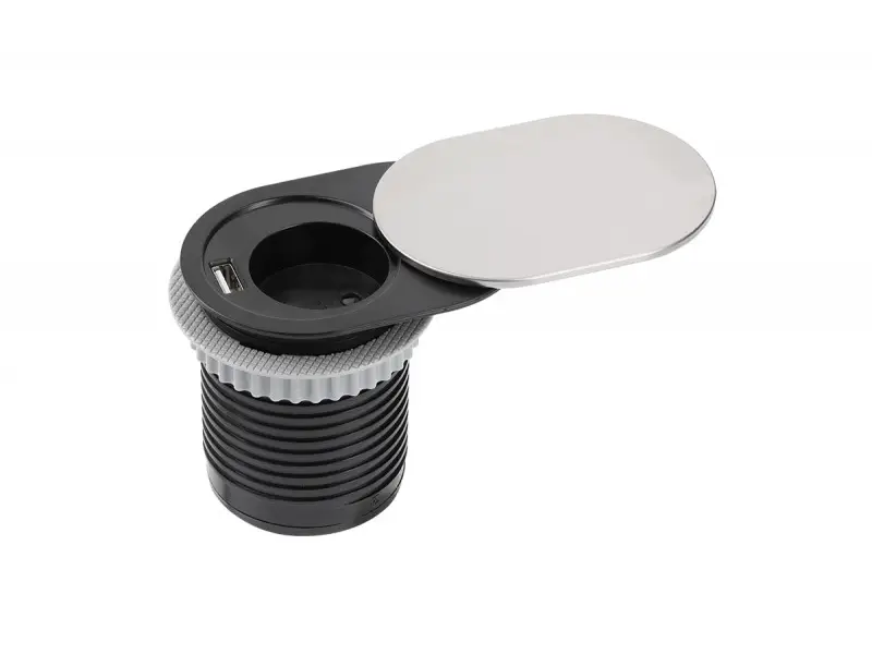 Elosztó SLIDE, D60 mm, 1x 230V sch, 1x USB-C, 1,9m kábellel, rozsdamentes acél Kedvezmény