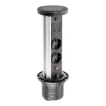 Akciós ár Elosztó CAMINO, kihúzható, D100mm, 2x 230V sch, USB A+C, 10W indukciós töltő, 1,5m kábellel, feke