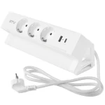Elosztó BASCO, gyors rögzítéssel, 3x 230V sch, USB-A+C, 1,5m kábellel, fehér Expressz szállítás