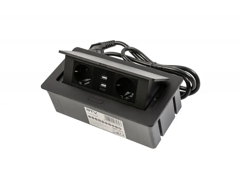Kiárusítás Elosztó SOFT, 2x 230V sch, USB A+C, 1,5 m kábellel, fekete