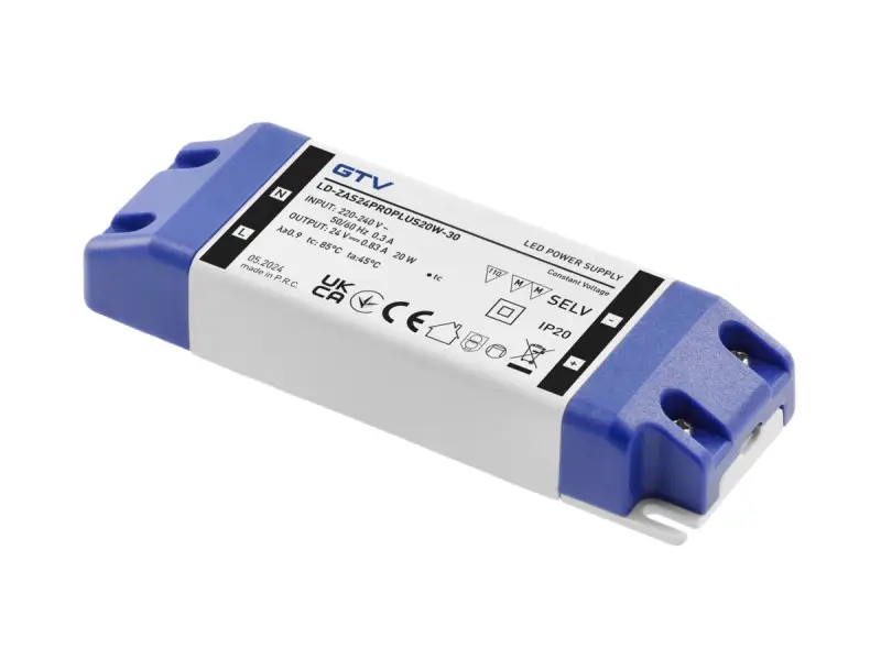 LED trafó PRO 220/24V IP20 20W - 120x42x20 mm Újdonság